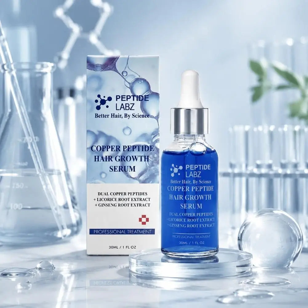 Copper Peptide GHK-cu Hair Growth Serum - Natural Gentle Formula Strengthens Hair Follicles For All Hair Types