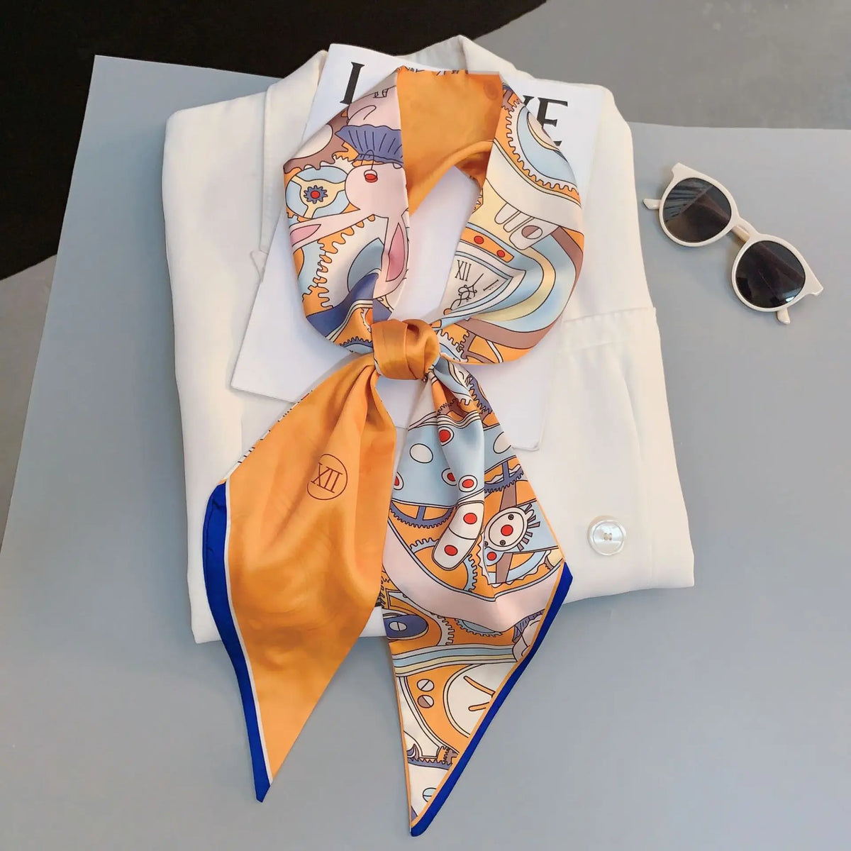 Luxury Long Neckerchief Skinny Hair Bands Women Silk Scarfs Fashion Headbands Bag Scarves Print Hairband Neck Scarf For Ladies