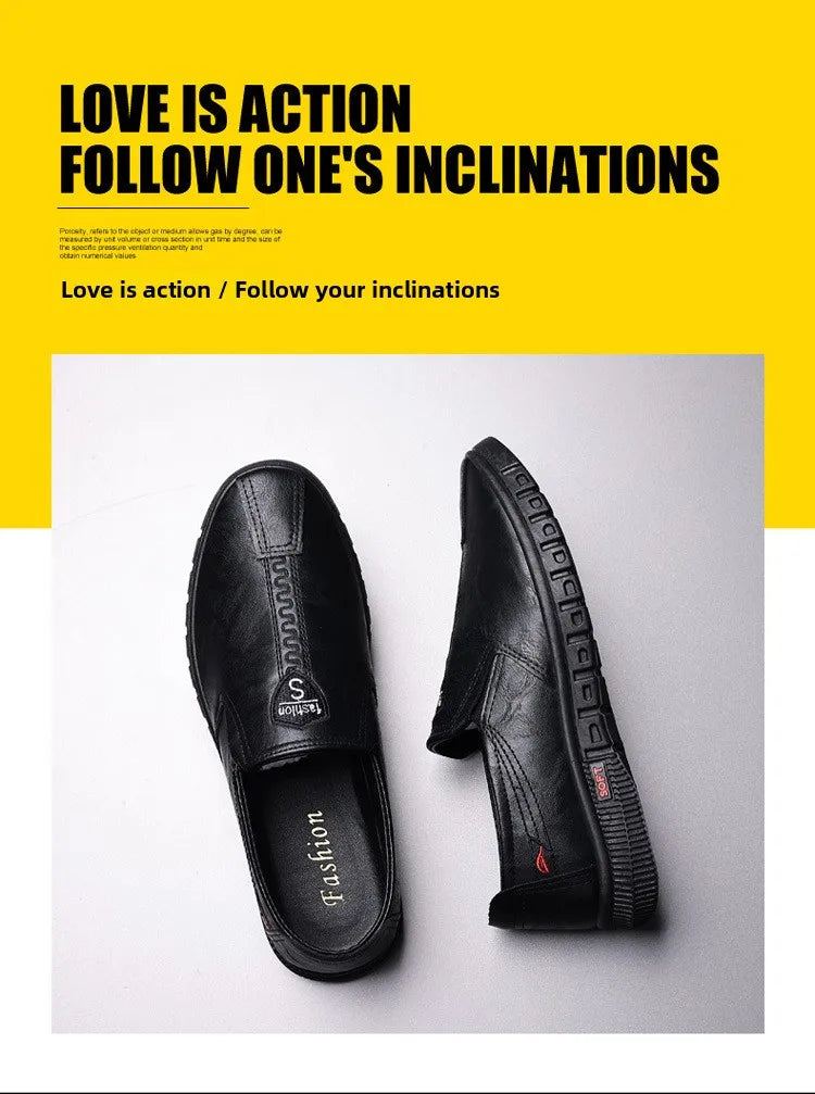 Soft Bottom Men's Business Casual Shoes Easy to Wear Spring Summer Autumn Winter Korean Style round Toe Low Heel Leather Shoes
