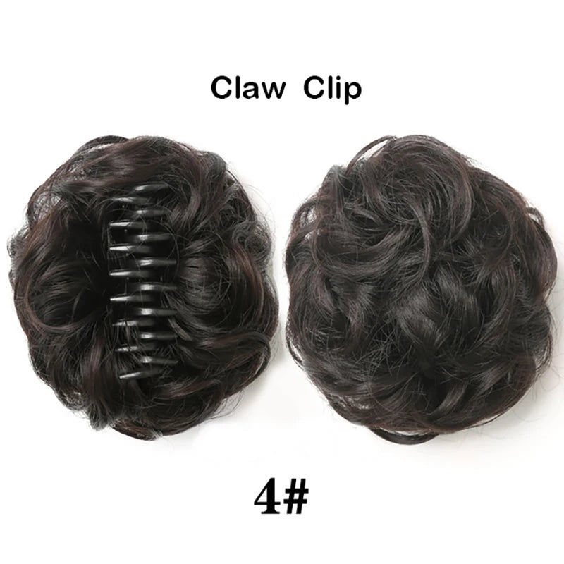 Sunslymei Synthetic Hair Bun Grab Clip in Chignon Hairpiece Curly Messy Ponytail Hair Extensions Scrunchie Hairpieces for Women