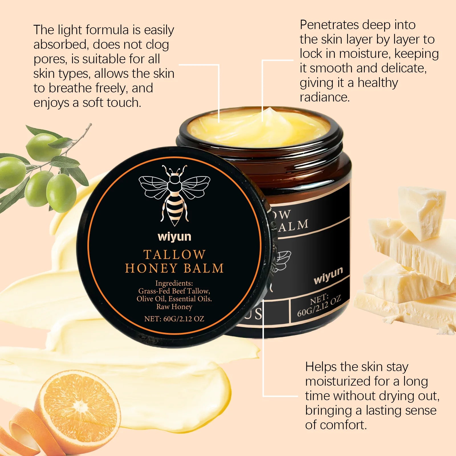 Hotfashionitems Tallow Honey Cream, hydrating skin moisturizer for women with glow-enhancing and nourishing properties.