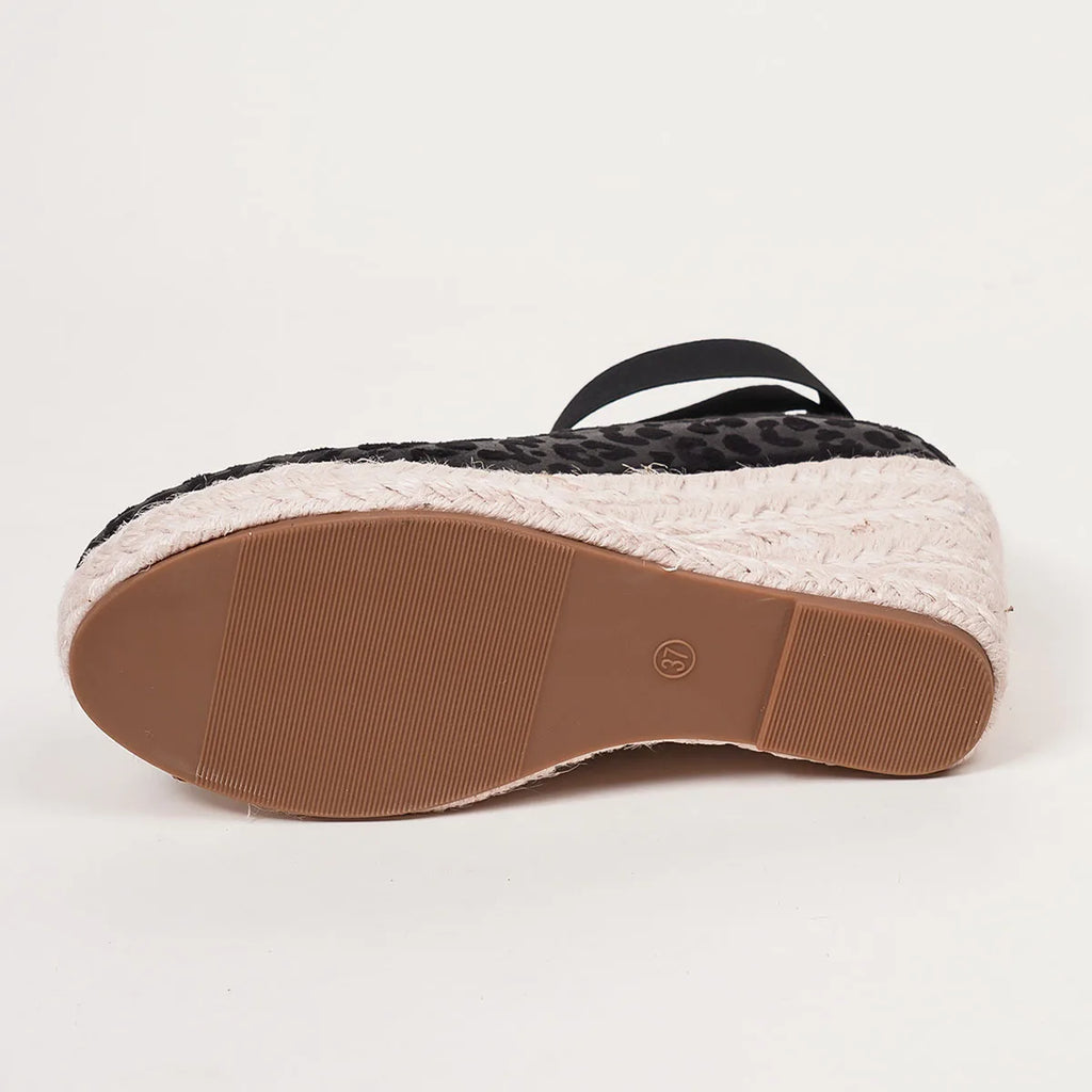 Women's Suede Espadrille Wedge Sandals Closed Toe Elastic Ankle Strap Platform Heels Casual Summer Wedge Shoes Beach Sandals
