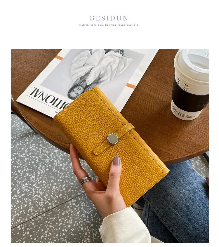 Genuine Leather Wallet Women Long Clutch Fashion Luxury Brand Ladies Purses Card Holder Zipper Coin Pocket High Quality Billfold
