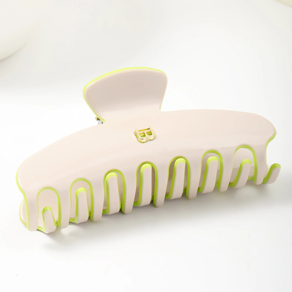 1PC French retro acetate grab clip double-sided English letters, gentle wind plate, back of the head, shark clip hair ornament