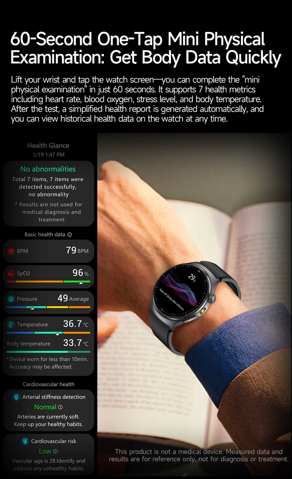 New Upgraded Heart Health Check Smart Watch Uric Acid Five Organ Examination Blood Pressure BT Call ECG smart watches Man 2026