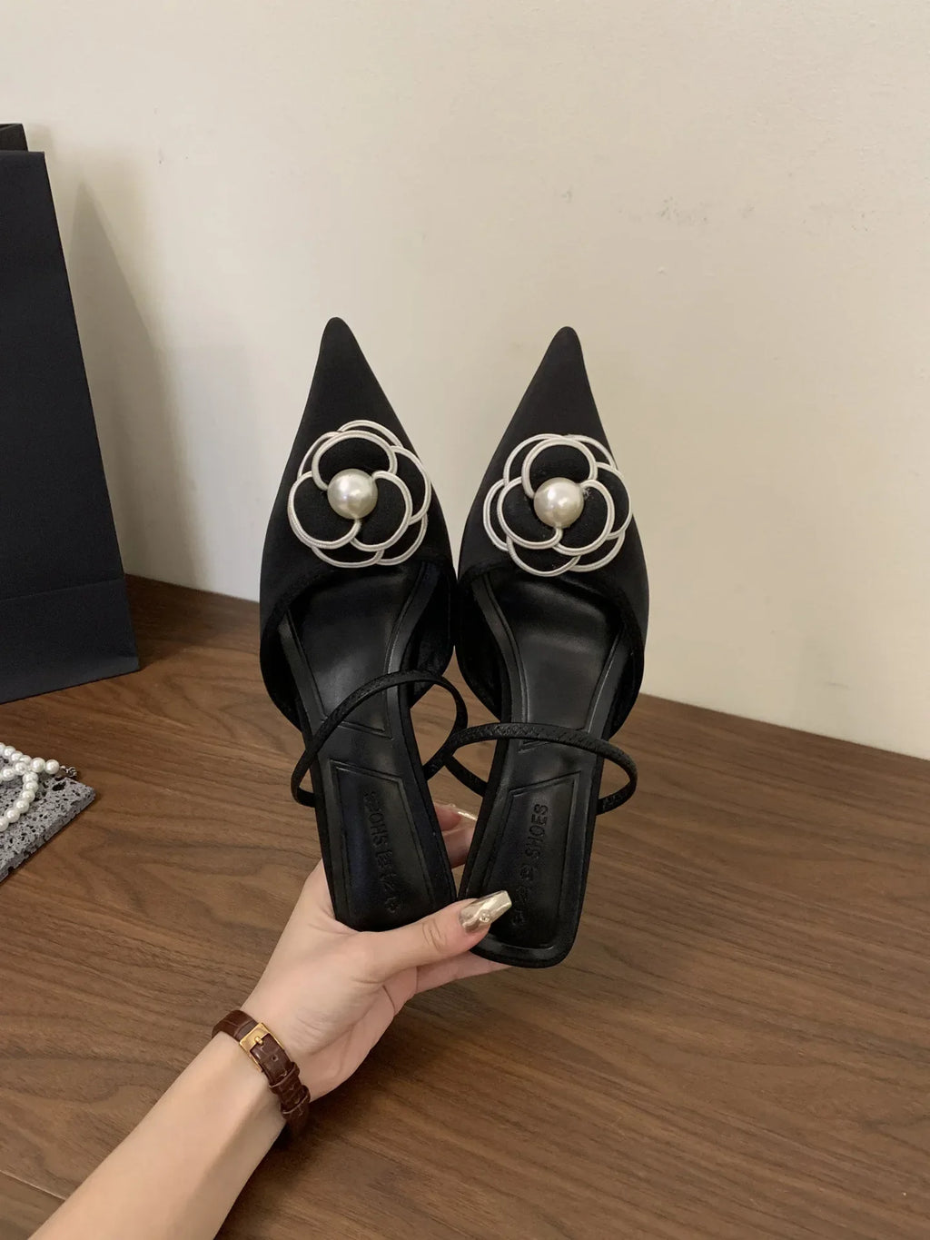 2026 Flower Pointed Toe High Heels Women Luxury Designer Sandals Female Summer Elegant Fashion Pumps Flower Mule Slippers Women