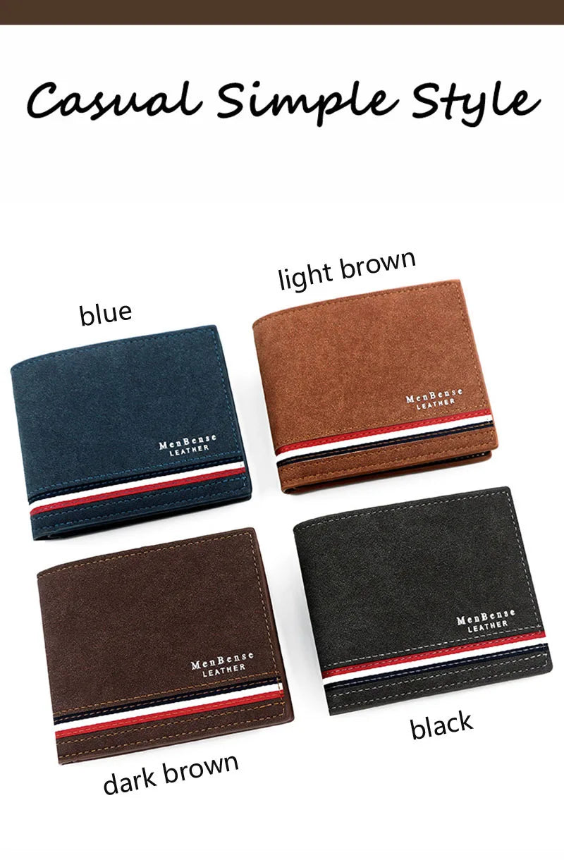 Luxury Men's Short Wallet - High Quality PU Leather Purse, Bifold Zipper Coin Pocket & Slim Card Holders with Money Clip