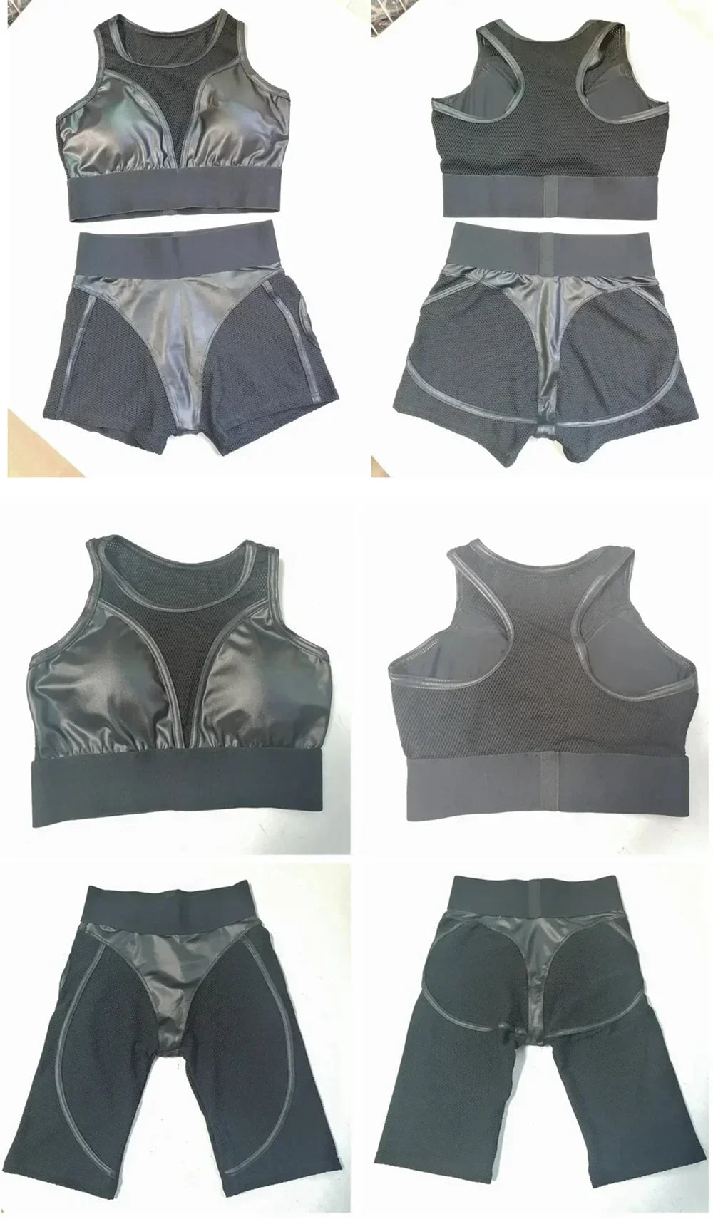 Mesh Sports Suit for Fitness Transparent Gym Set Woman Sportwear New Tracksuit Yoga Clothes Biker Bicycle Booty Shorts Kit Black