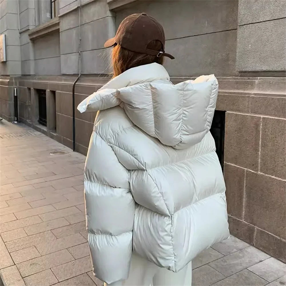 2024 Autumn Winter Fashion Hooded Thickened Down Cotton Jacket for Women High-end Women's Jacket Loose Warm Female's Coats Women