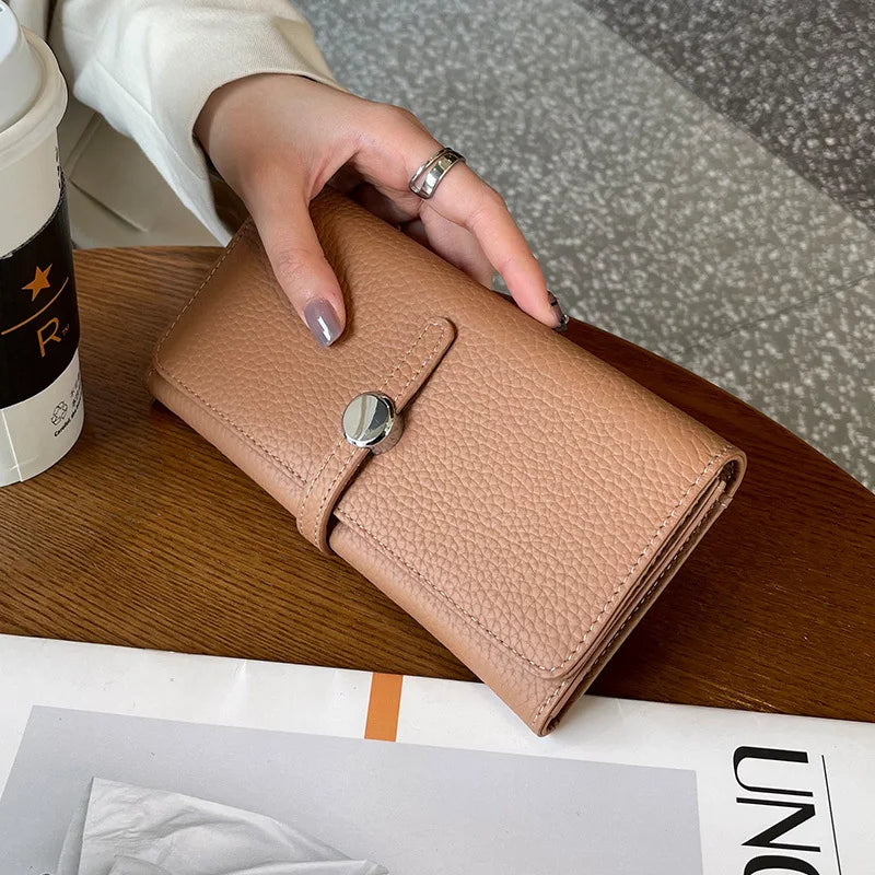 Genuine Leather Wallet Women Long Clutch Fashion Luxury Brand Ladies Purses Card Holder Zipper Coin Pocket High Quality Billfold