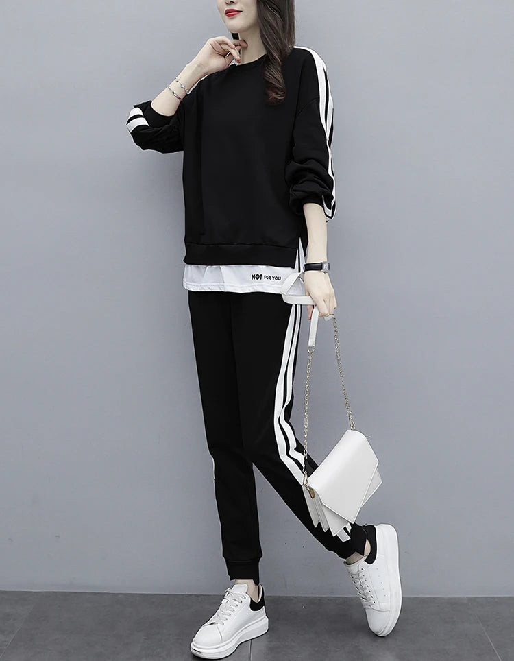 Casual Sportswear Set for Women Spring Autumn New Style Loose Fashionable Large Size Trendy Sweatshirt Best Friend Outfit