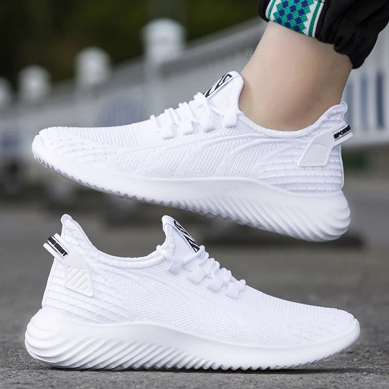 New White Mesh Sneakers Man Casual Shoes Breathable Summer Sneakers Men Shoes Outdoor Walking Sneakers Lightweight Tennis Shoes