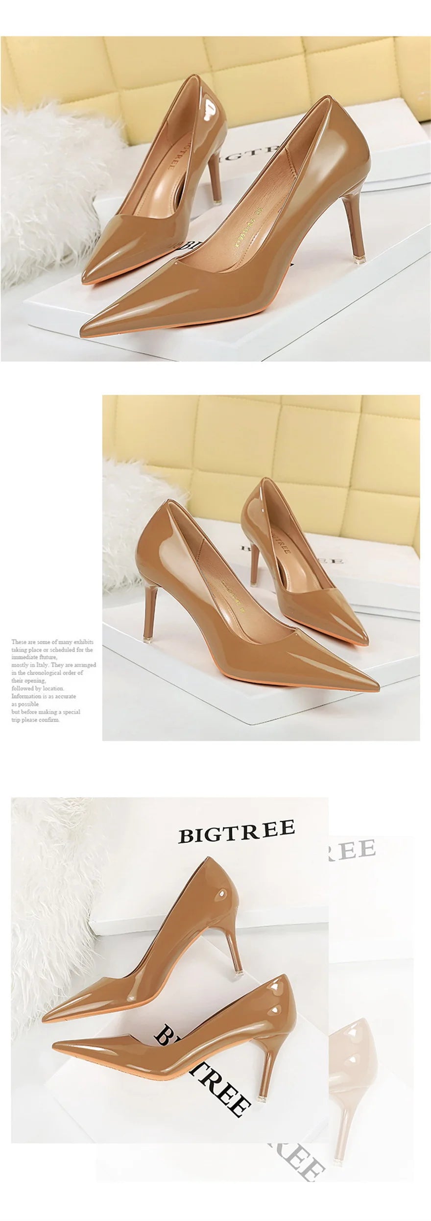 Autumn Patent Leather Concise Women's Shoes Pointed Toe Office High Heels Pumps Women Sexy Party Wedding Shoes Shallow Nude Red