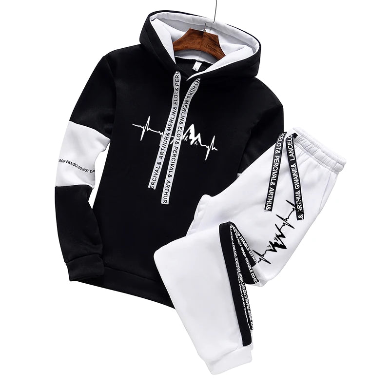 New Mens Tracksuit Printing Casual Sweatshirts Outdoor Sports Jogging Man Clothing Single Piece Hoodie Pants Fashion Sportswear