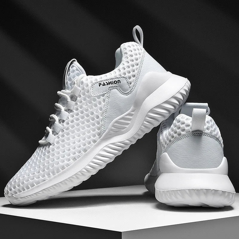 New White Mesh Sneakers Man Casual Shoes Breathable Summer Sneakers Men Shoes Outdoor Walking Sneakers Lightweight Tennis Shoes