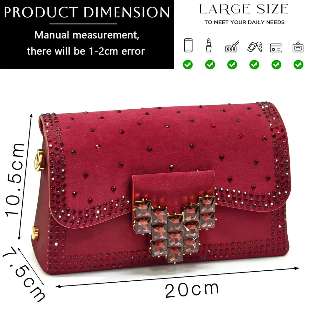 Venus Chan 2026 INS Italy Elegant Rhinestone Pointed Toe High Heels & Matching Bag Set - Perfect for Women's Parties & Weddings