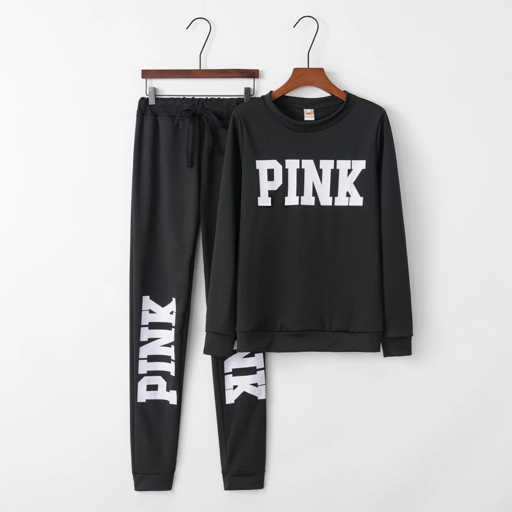 Women's Slim-Fitting Two-Piece Sportswear Set Sexy Letter Print Quick Dry Comfortable Fitness Clothing with Size Chart