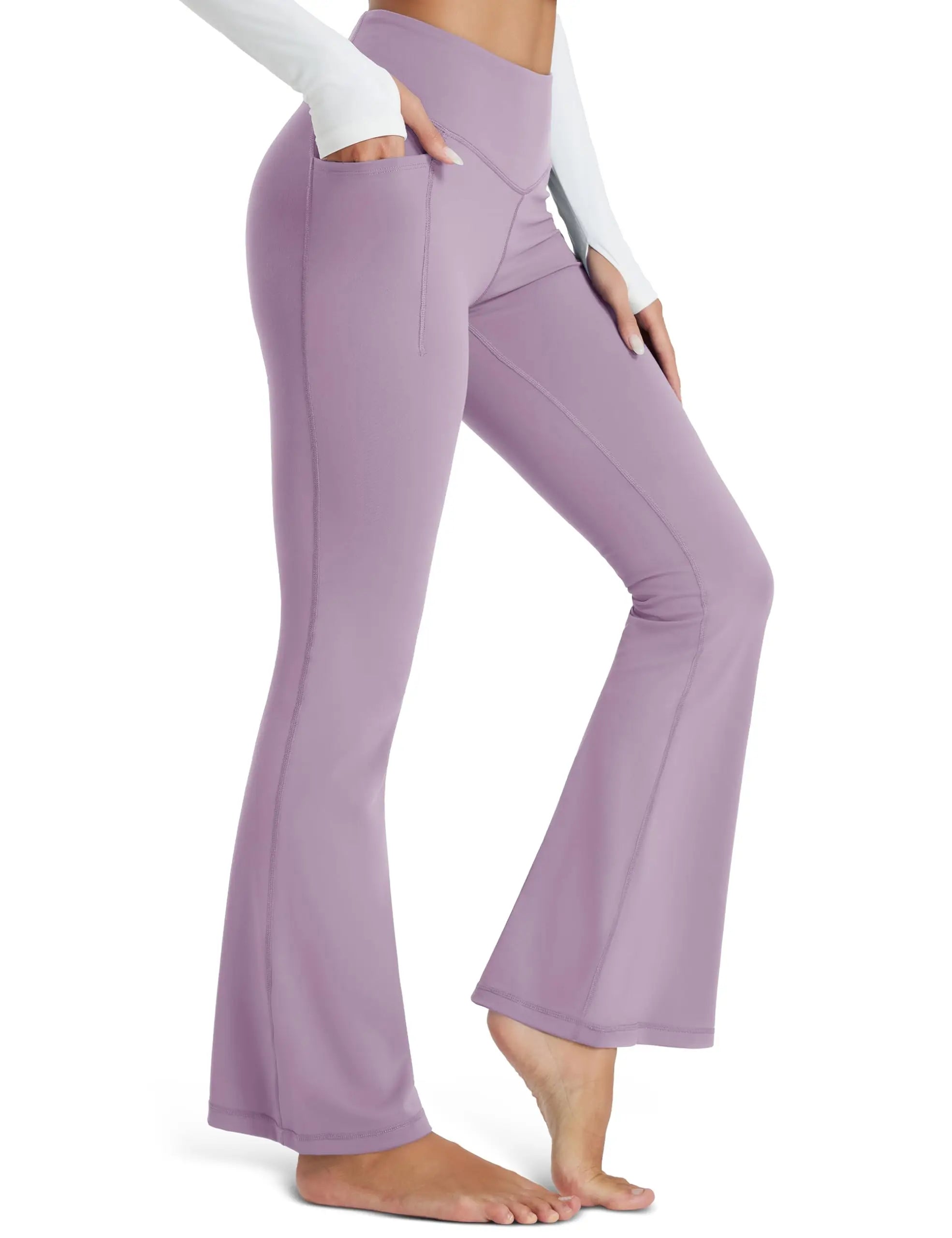 TACVASEN Womens Yoga Flare Leggings with Pocket  Wide Leg Stretch Moisture Wicking Pants High Waisted Tummy Control Yoga Pants