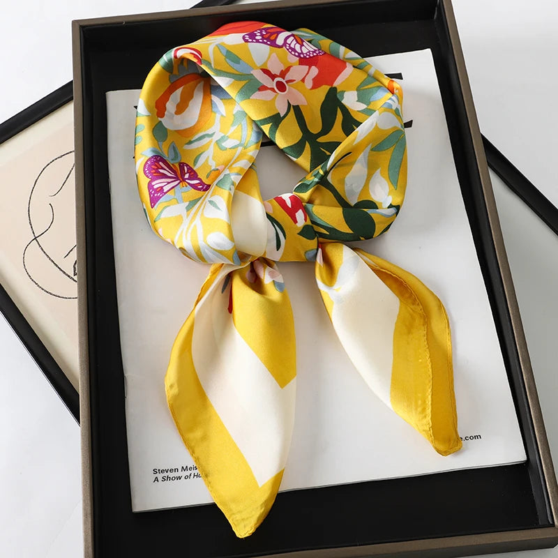 New Satin Shawl Design Wild leopard Print Silk Square Women neck scarves Wrap Headkerchief Beach Hair Band women's bandana
