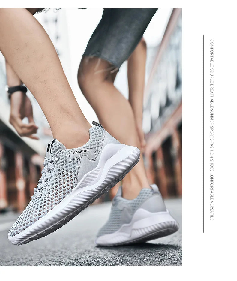 New White Mesh Sneakers Man Casual Shoes Breathable Summer Sneakers Men Shoes Outdoor Walking Sneakers Lightweight Tennis Shoes