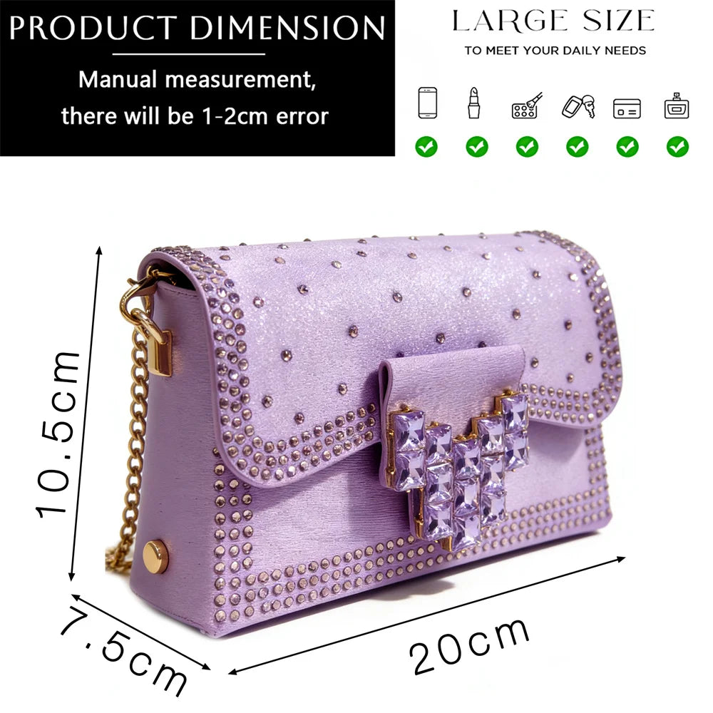 Venus Chan 2026 INS Italy Elegant Rhinestone Pointed Toe High Heels & Matching Bag Set - Perfect for Women's Parties & Weddings