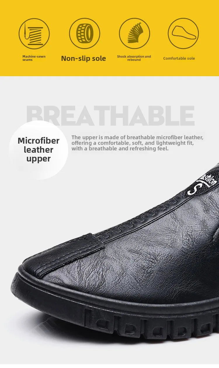 Soft Bottom Men's Business Casual Shoes Easy to Wear Spring Summer Autumn Winter Korean Style round Toe Low Heel Leather Shoes