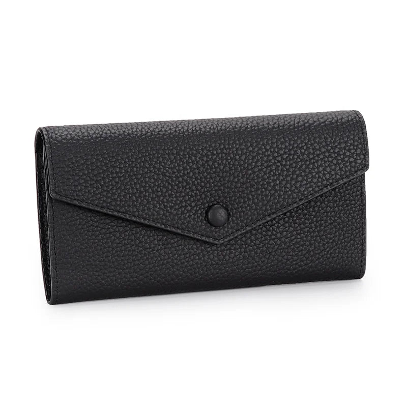 Ladies Genuine Leather Long Wallet Women's Large Capacity Clutch Wallet Envelope Multifunctional Mobile Phone Wallet Purse