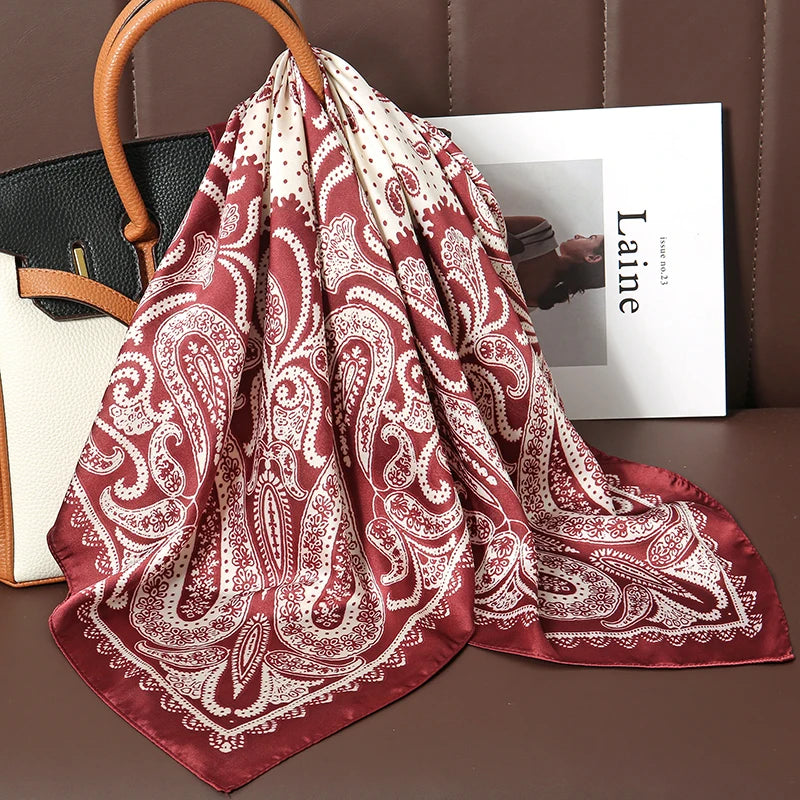 New Satin Shawl Design Wild leopard Print Silk Square Women neck scarves Wrap Headkerchief Beach Hair Band women's bandana