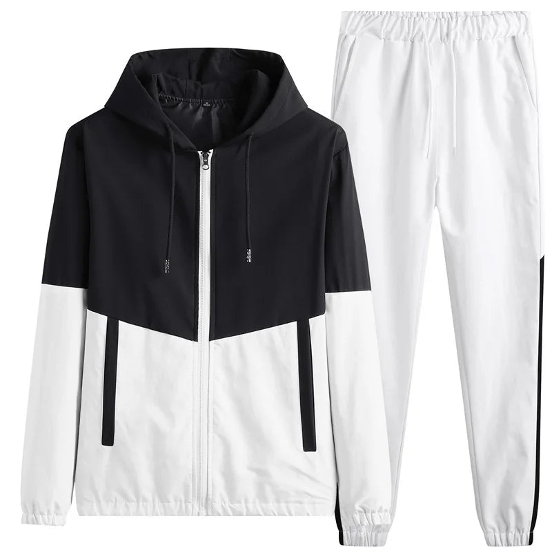 M-6XL New Men's Sportswear Set from Japan South Korea Autumn Casual Wear Men's Hooded Jacket Leg Tied Pants Trendy Casual Suit