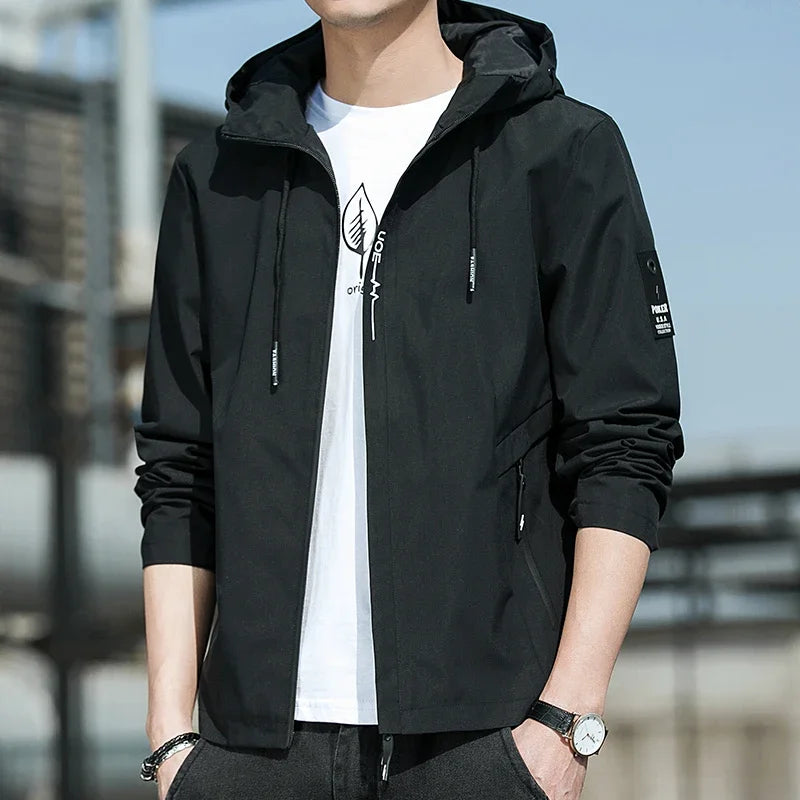 NewMen Long Sleeve Hip Hop Streetwear Coats Spring Men's Bomber Jackets Fashion Korean with Hood Golf Windbreaker Aviator Jacket