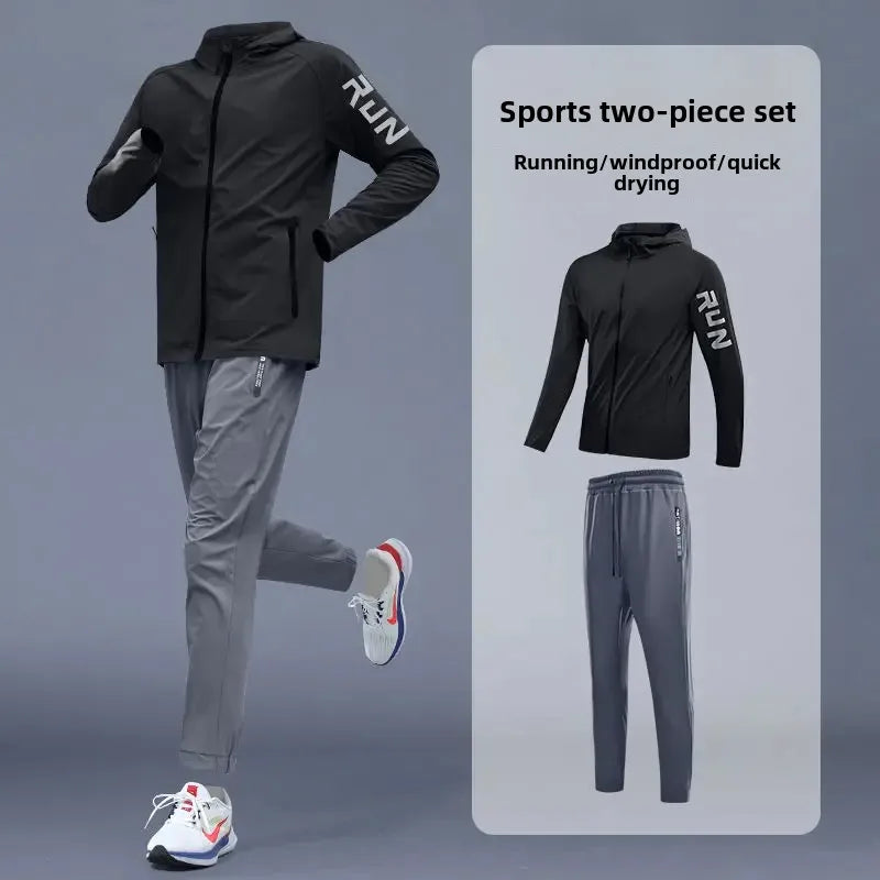 Men's Early Autumn Running Quick-Dry Sportswear Set Varying Weather Cycling Jacket Fitness Casual Athletes Training Outdoorwear