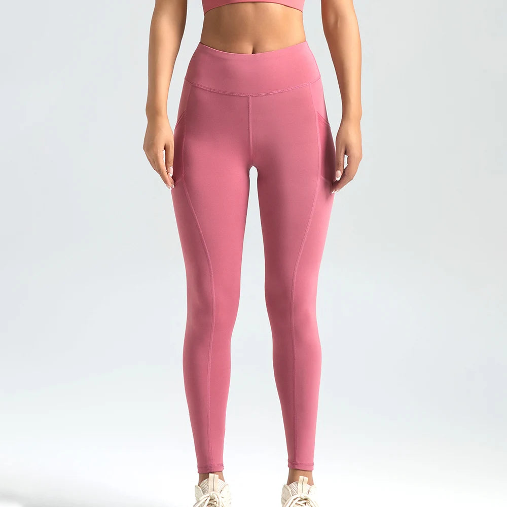 Women's Yoga Pants High Waist Butt Lift Mesh Side Pockets Quick Drying Stretch Sports Tights Running Fitness Pants