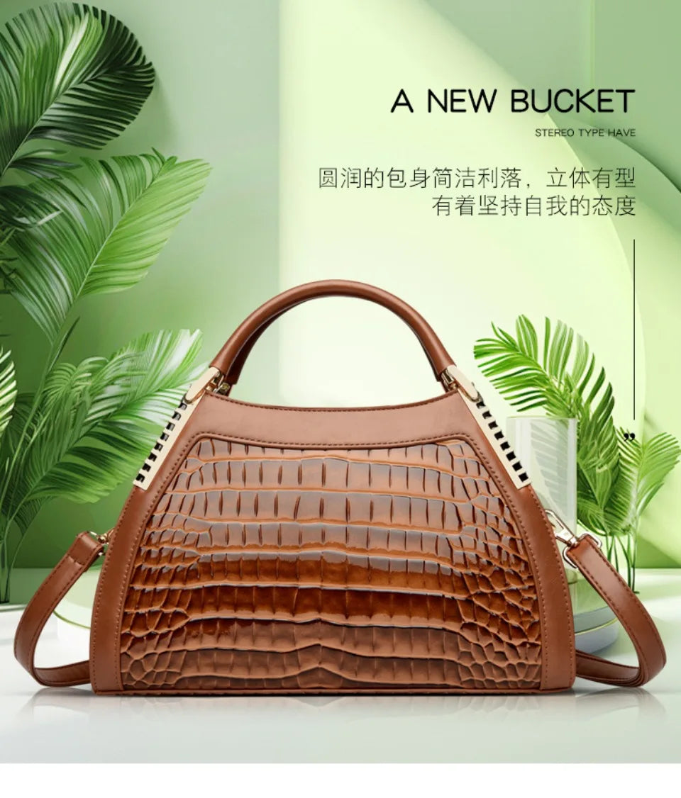 Alligator Patent Leather Shoulder Crossbody Hand Bags for Women Brand Luxury Handbags Women Bags Designer Hobos Two Layers Sac