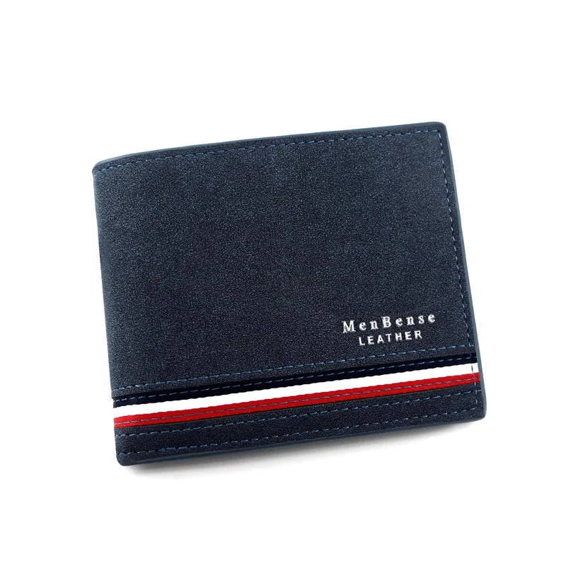Luxury Men's Short Wallet - High Quality PU Leather Purse, Bifold Zipper Coin Pocket & Slim Card Holders with Money Clip