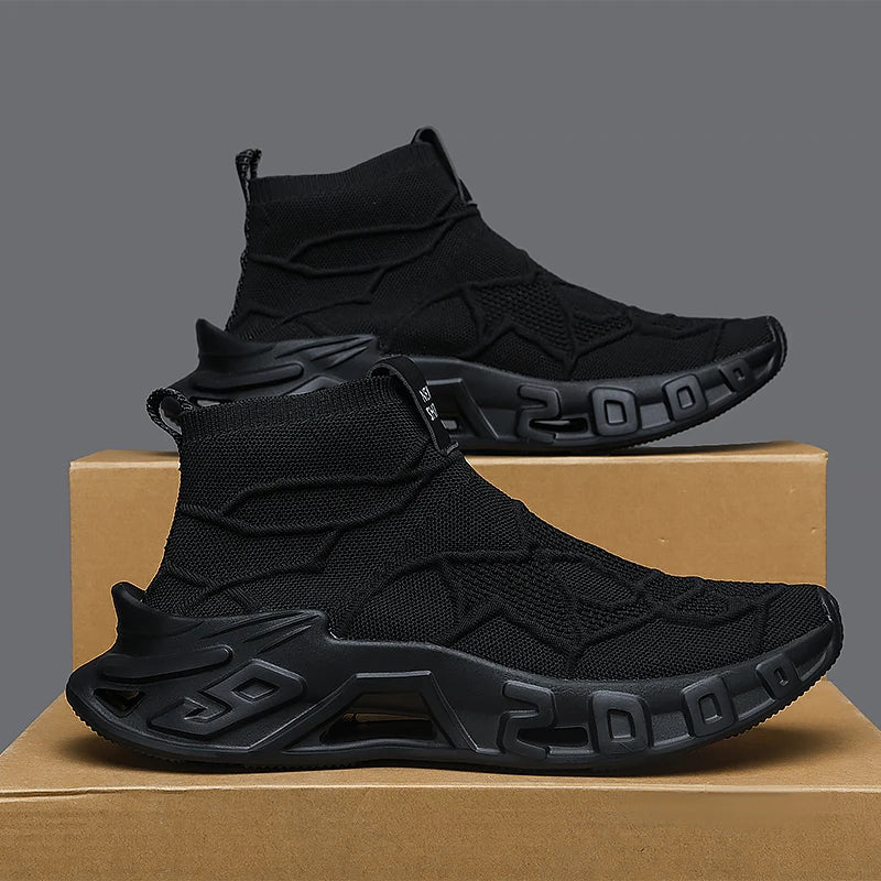 Mens Running Shoes 2025 New High Top Fashion Non Slip Sneakers Mesh Lightweight Flat Cofmortable Outdoor Tennis Shoes for Men