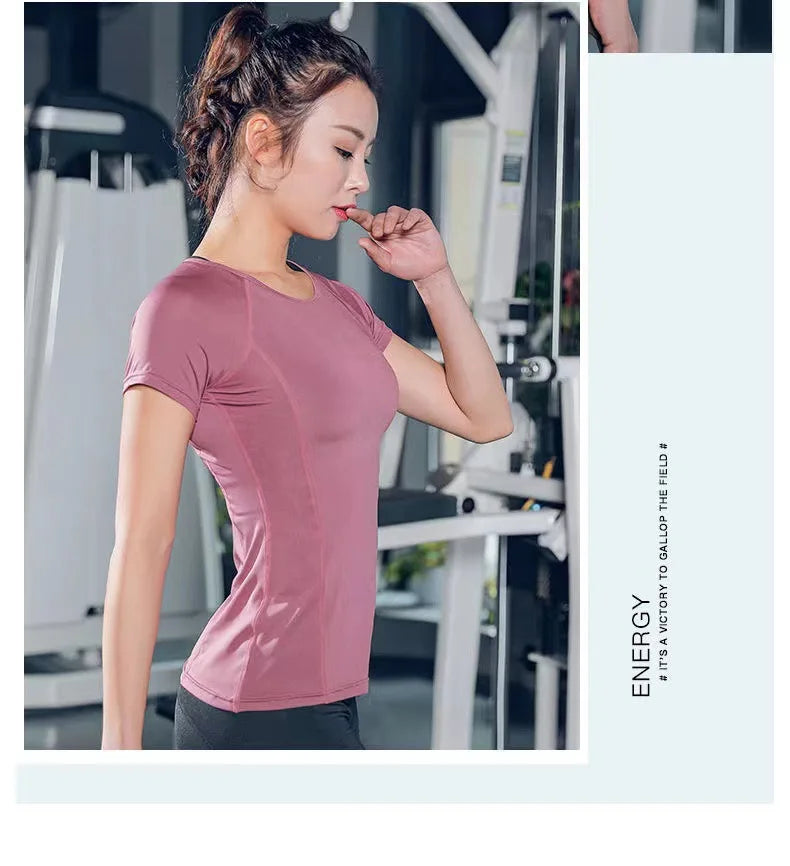 Ladies Sportswear Yoga Wear Women's Sports T-Shirt  Top Fitness Clothes Running
