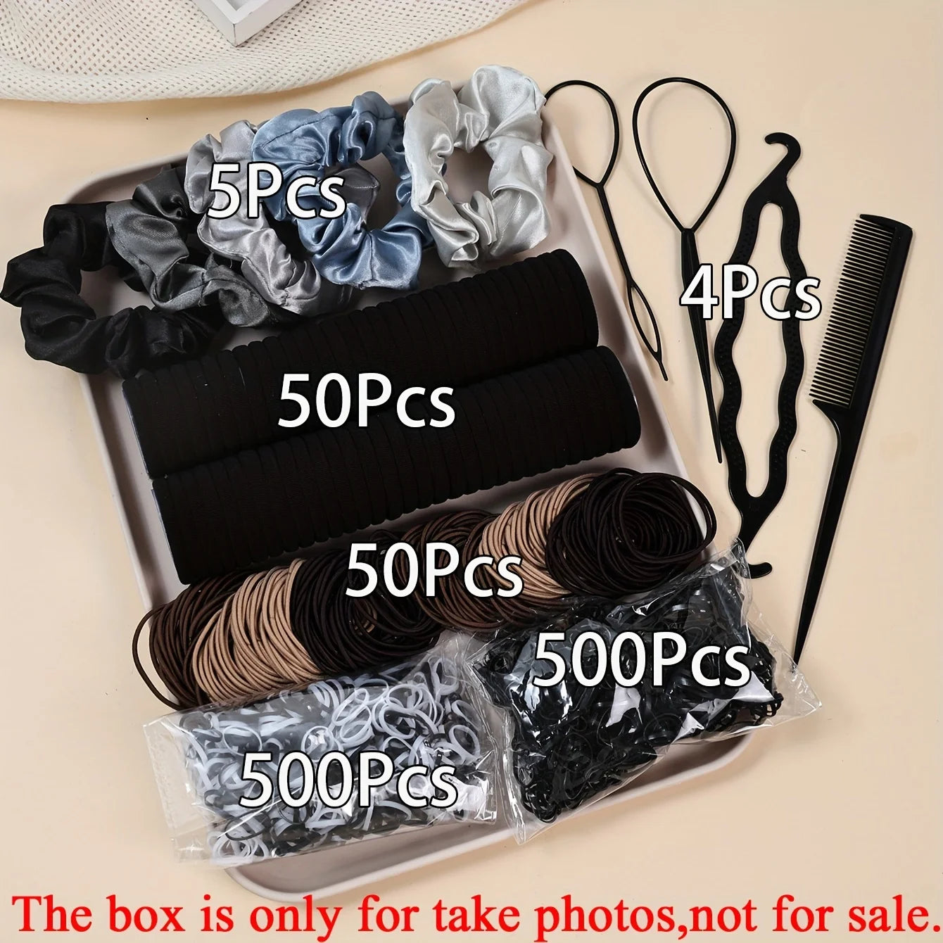 Women Dark Hair Accessories Set Elastic Seamless Ponytail Scrunchies Small Rubber Bands Fashion Hair Ties Headbands