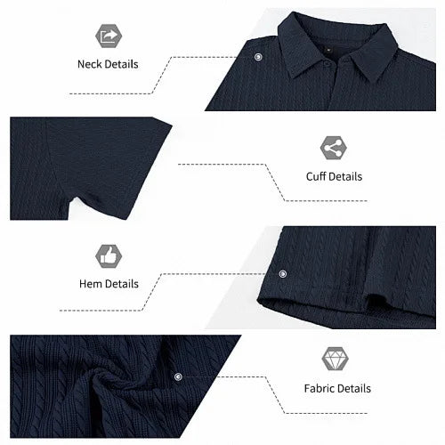 European and American Men's Casual Jacquard Shirt Men's Summer Solid Color Lapel Breathable Men's Short-Sleeved Shirt Top