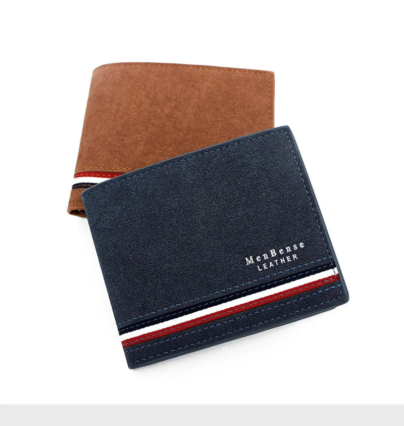 Luxury Men's Short Wallet - High Quality PU Leather Purse, Bifold Zipper Coin Pocket & Slim Card Holders with Money Clip