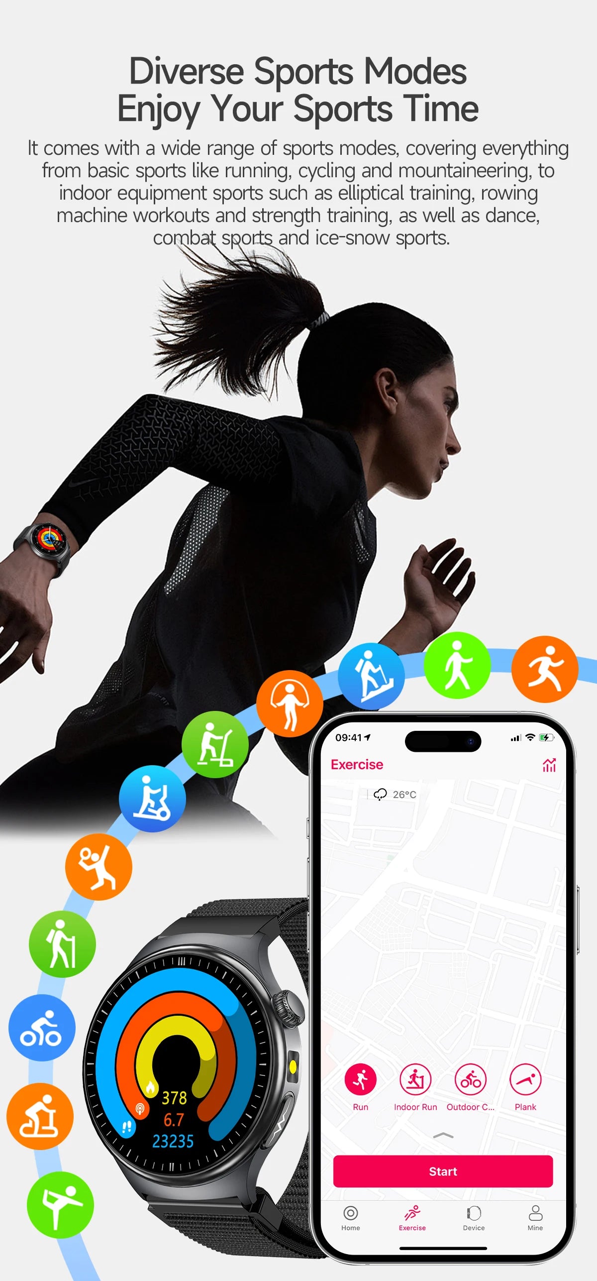 TK27 Men Smart Watch AMOLED ECG Health Monitoring Outdoors Flashlight Bluetooth Calling Sports Fitness Tracker Smartwatch