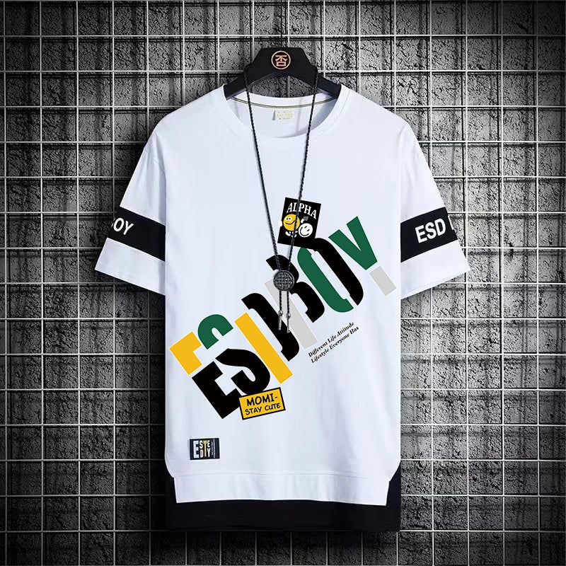 Summer  Fashion Short Sleeve Tops Tees Men 2024 New Men's T Shirt Casual Harajuku Men Clothing Print Graphics T Shirts Men