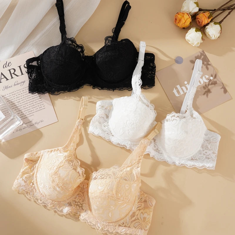 2/3 PCS Lace Push Up Bras 32-40 B/C Cup Women's Bras Plus Size Embroidery Breathable Underwear Female Sexy Thin Bralette