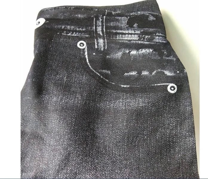 2025 Slim Women Workout Leggings Faux Denim Jeans Leggings Fashion Fitness Leggings High Waist Pencil Plus Size Pants for Women