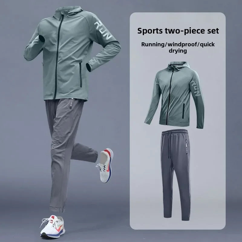 Men's Early Autumn Running Quick-Dry Sportswear Set Varying Weather Cycling Jacket Fitness Casual Athletes Training Outdoorwear