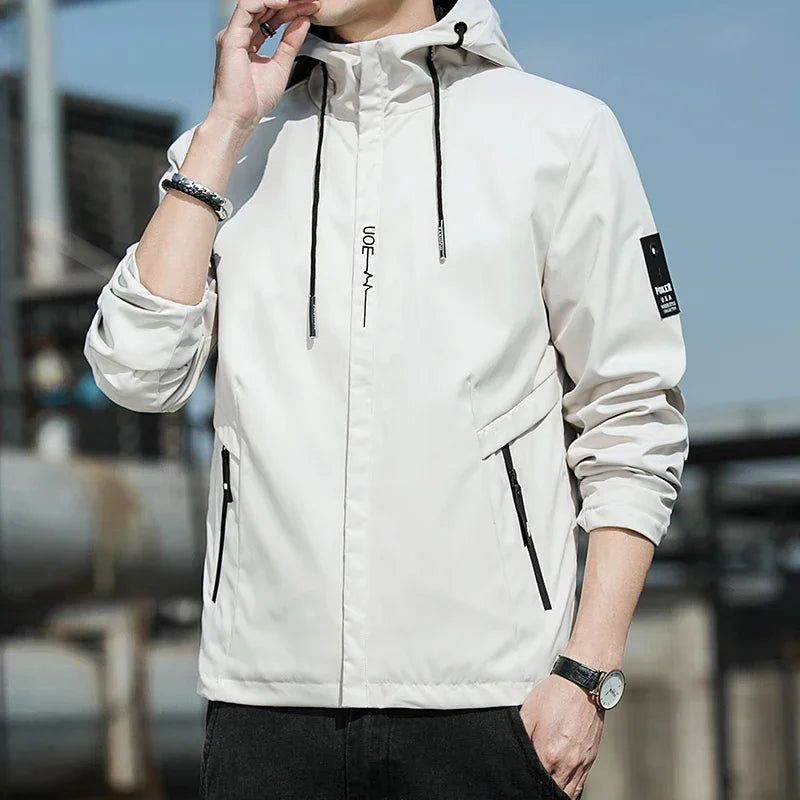NewMen Long Sleeve Hip Hop Streetwear Coats Spring Men's Bomber Jackets Fashion Korean with Hood Golf Windbreaker Aviator Jacket