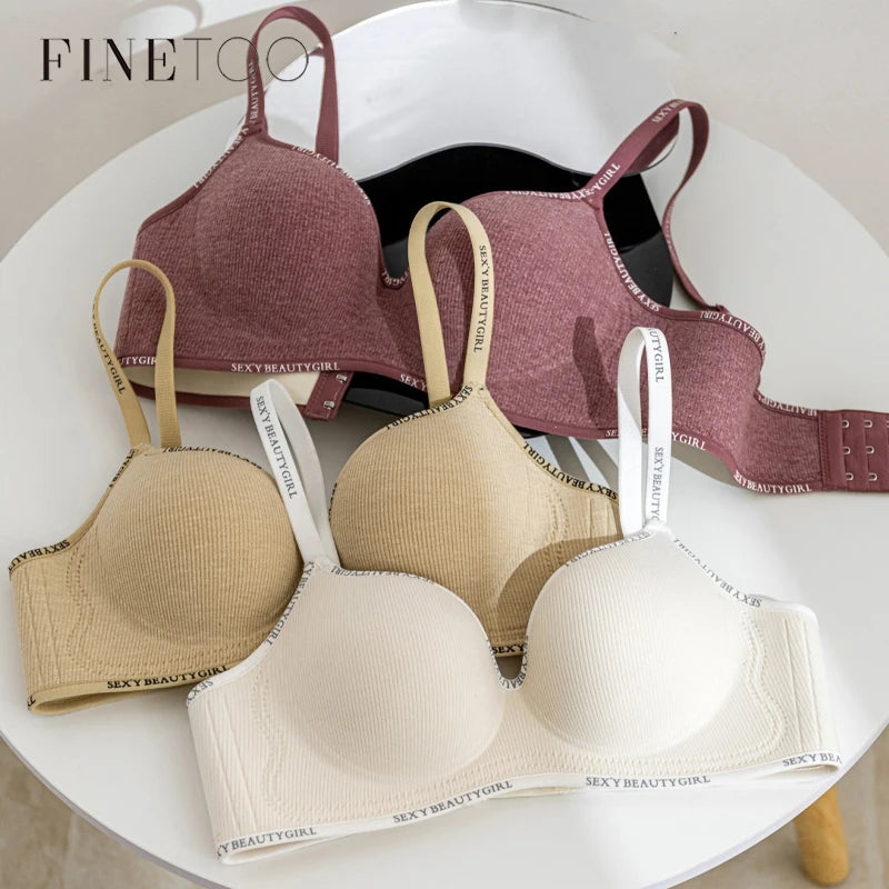 FINETOO Thickened Push-Up Bra for Women No Steel Padded Brassiere Anti-Sagging Underwear Sexy Backless Gather Bralette Lingerie