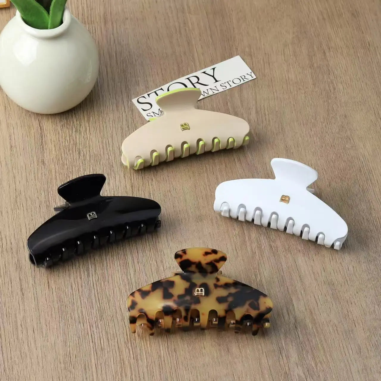 Korean Version of Letter B Hairpin Acetic Acid Arc Grab Clip Girl High Ponytail Premium Hair Accessories Crab Hair Claws