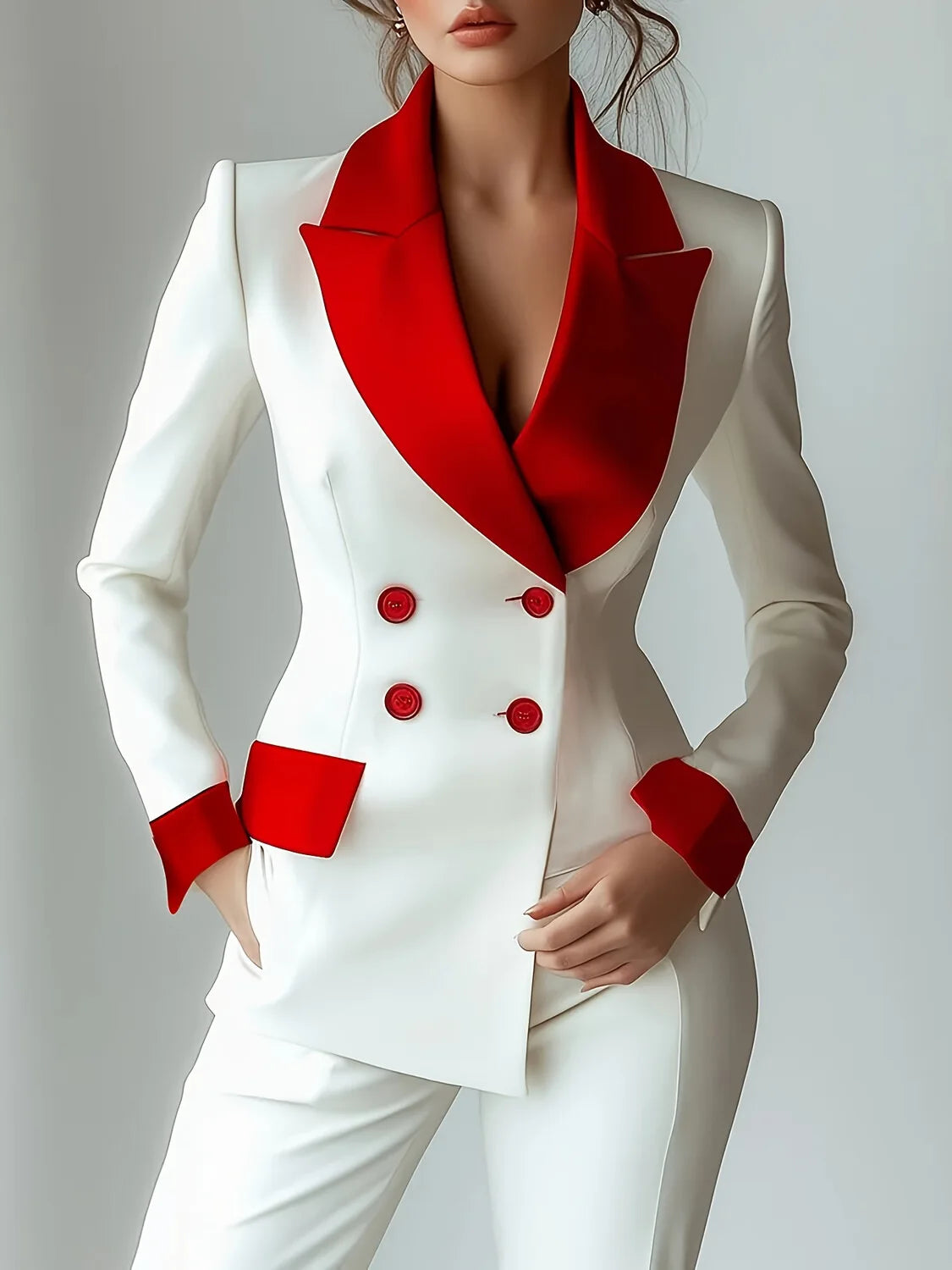 2025 New Fashionable Petal Sleeve Long Sleeve Button Single Piece Suit Collar Splicing Pocket Small Suit Small Suit