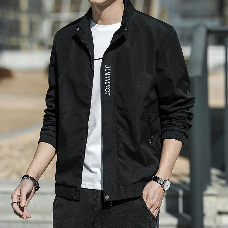 NewMen Long Sleeve Hip Hop Streetwear Coats Spring Men's Bomber Jackets Fashion Korean with Hood Golf Windbreaker Aviator Jacket