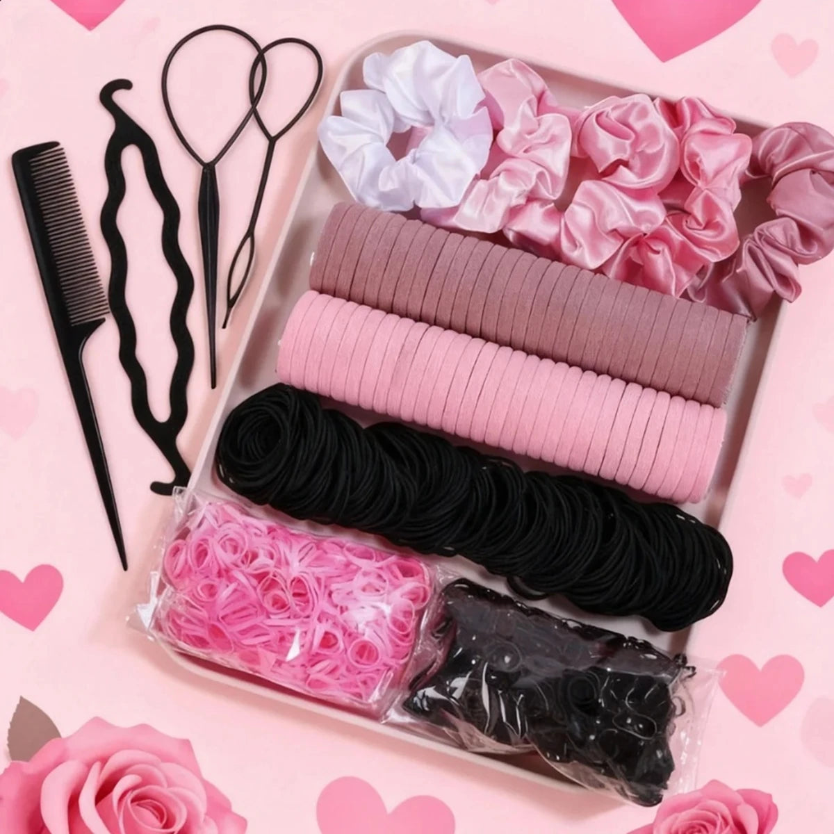 1109Pcs Hair Accessories Kit, Scrunchies, Hair Ties & Styling Tools, All-in-One Hair Set for Girls & Women Daily Use